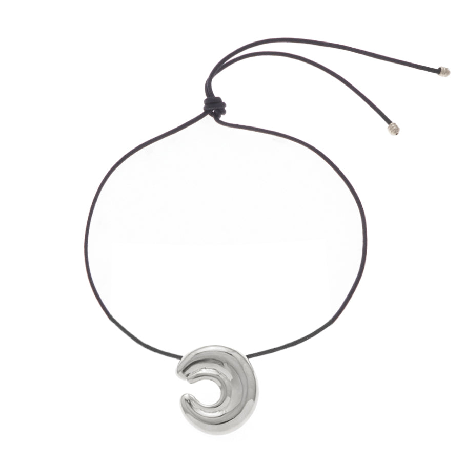 Necklace cord, imitation leather with imitation rhodium-finished