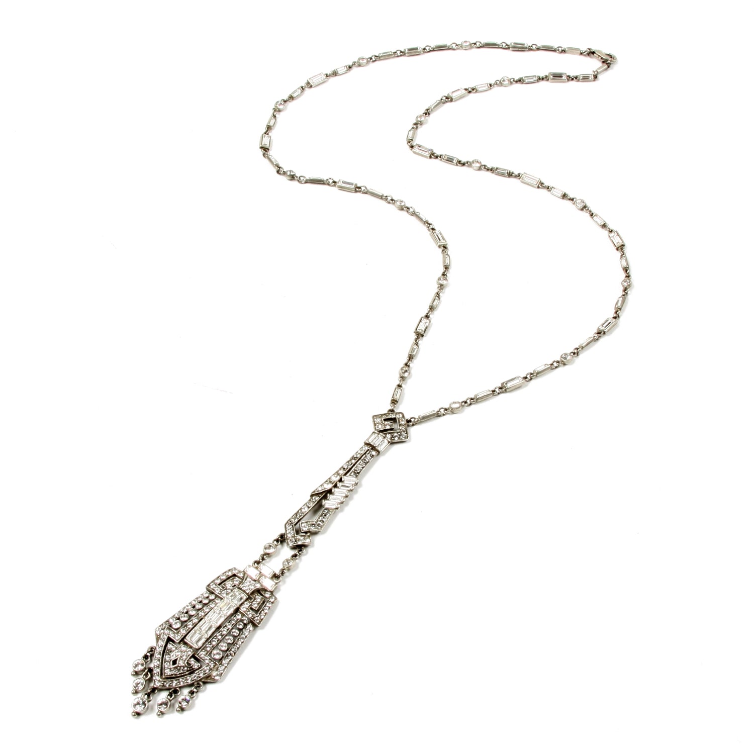 Art Deco V-Shape Pendant Necklace