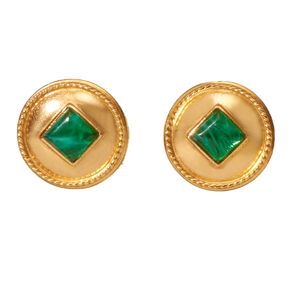 Gold Stud Earrings - Circle Post in 24K Gold Plate