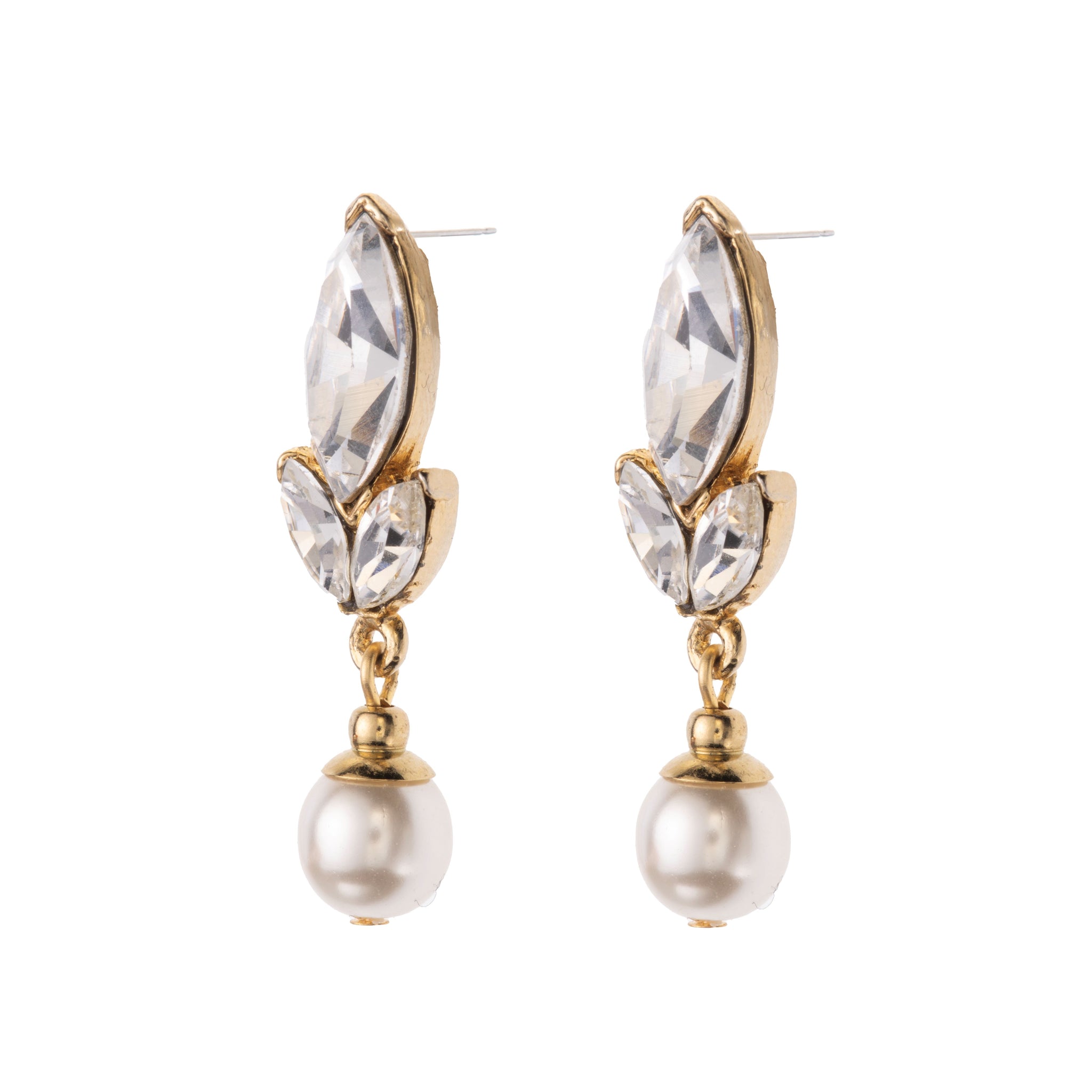 Caterina Dainty Crystal Pearl Drop Earrings | Ben-Amun Jewelry