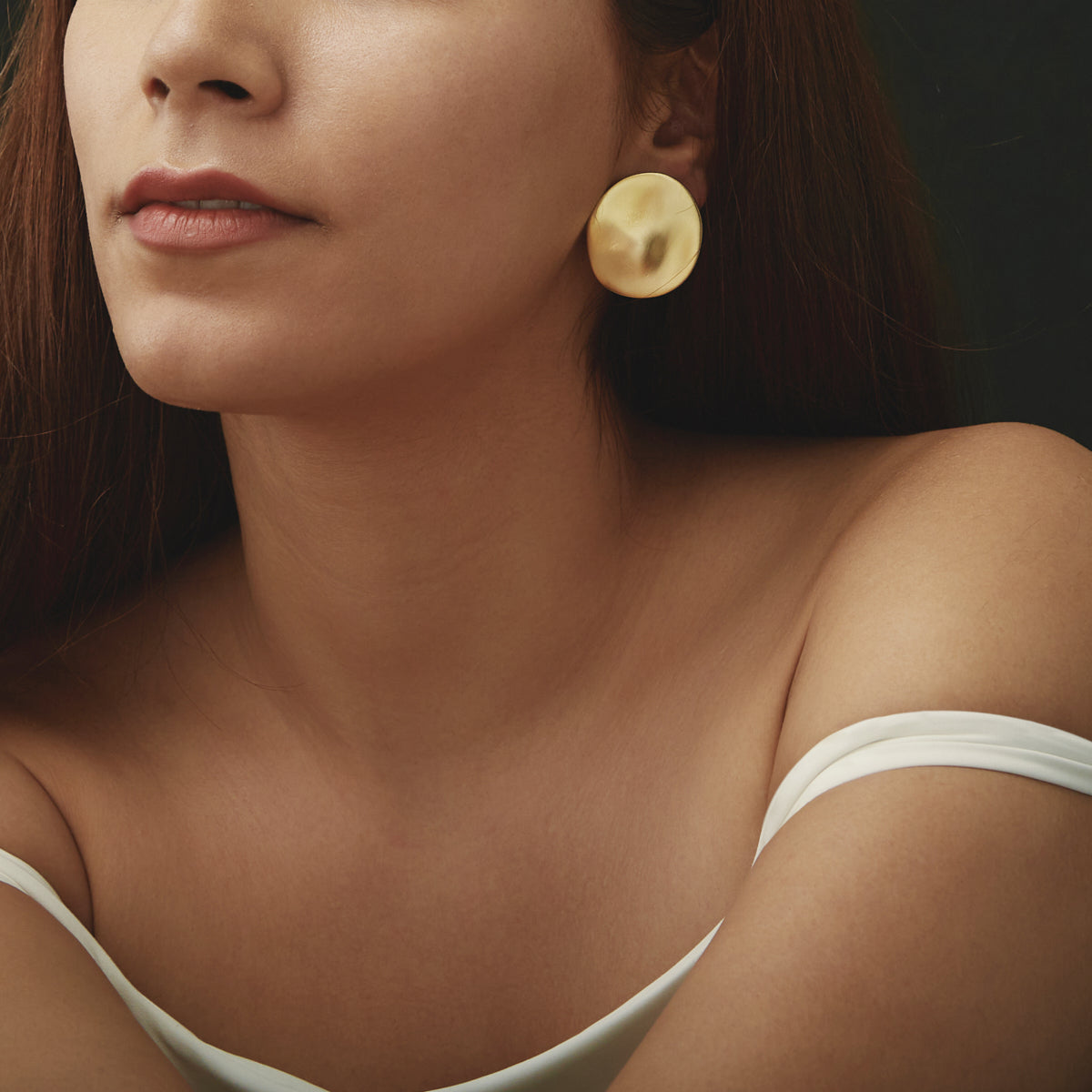 Judith Large Round Gold Clip-On Earrings | Ben-Amun Jewelry