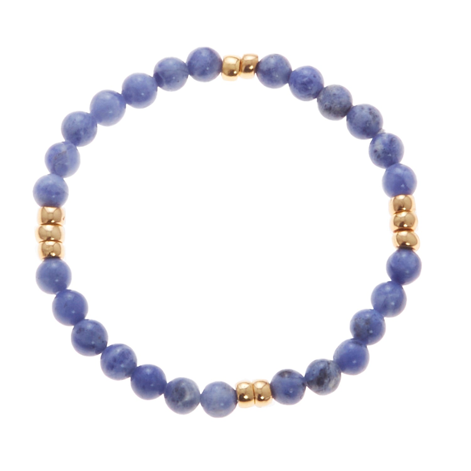 blue marble stone bracelet with gold beads