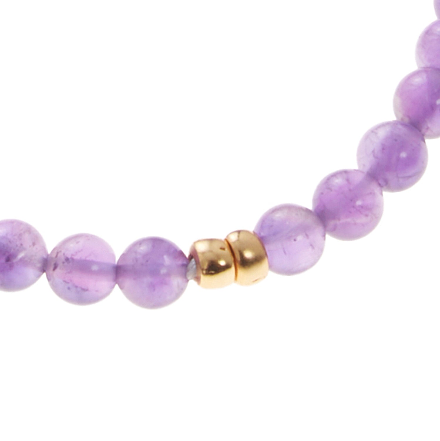 light purple stone bracelet with gold beads