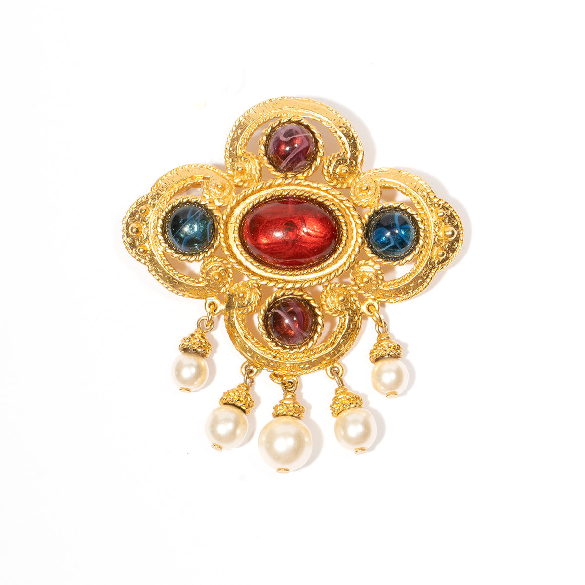 Katherine Gold Royal Pin w Pearl Drops Ben Amun Jewelry