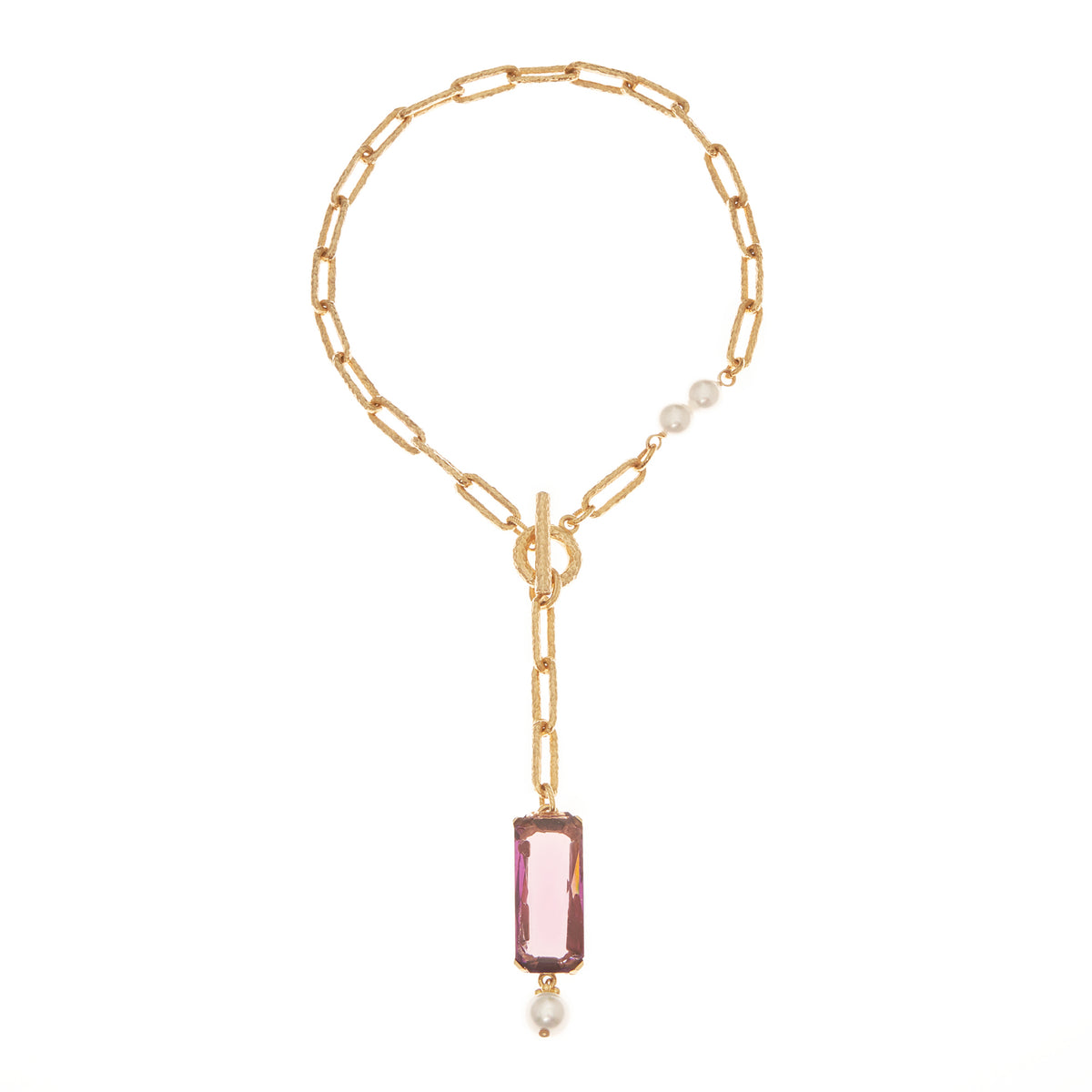 Janet Gold Chain Necklace with Pink Crystal Ben Amun Jewelry