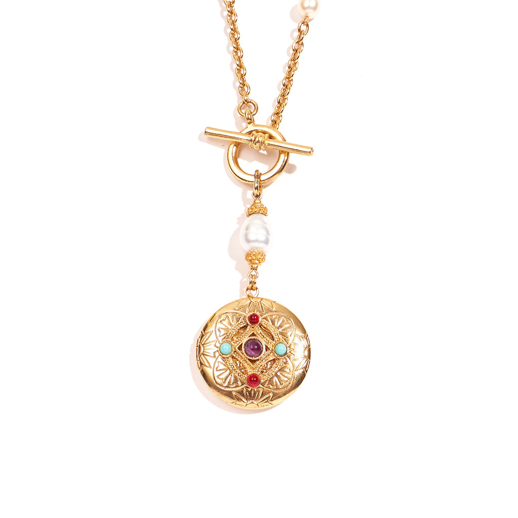 Ben-Amun Heart Locket Necklace Gold