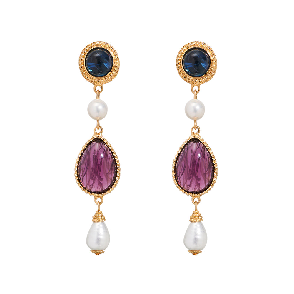 Elwyn Colorful Stone Drop-Down Earrings | Ben-Amun jewelry