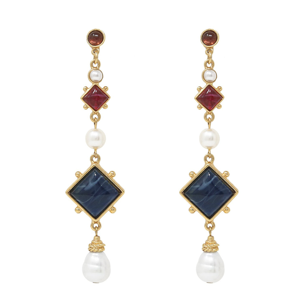 Angrea Red Blue Stone Dangle Earrings Ben Amun Jewelry