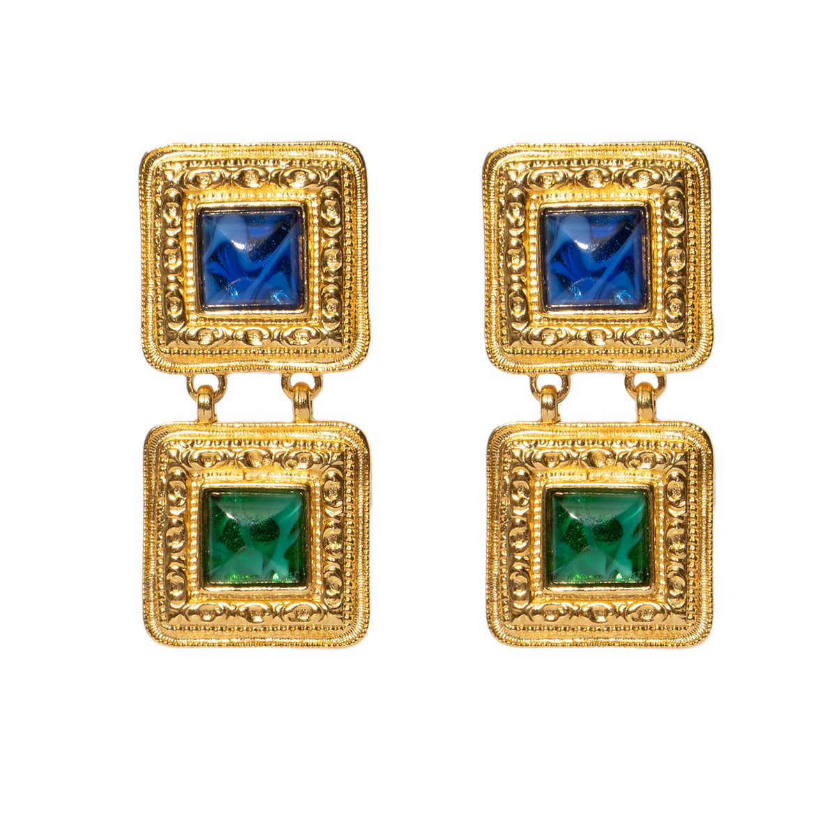 Isadora Blue Green Gold Formal Earrings Ben Amun Jewelry