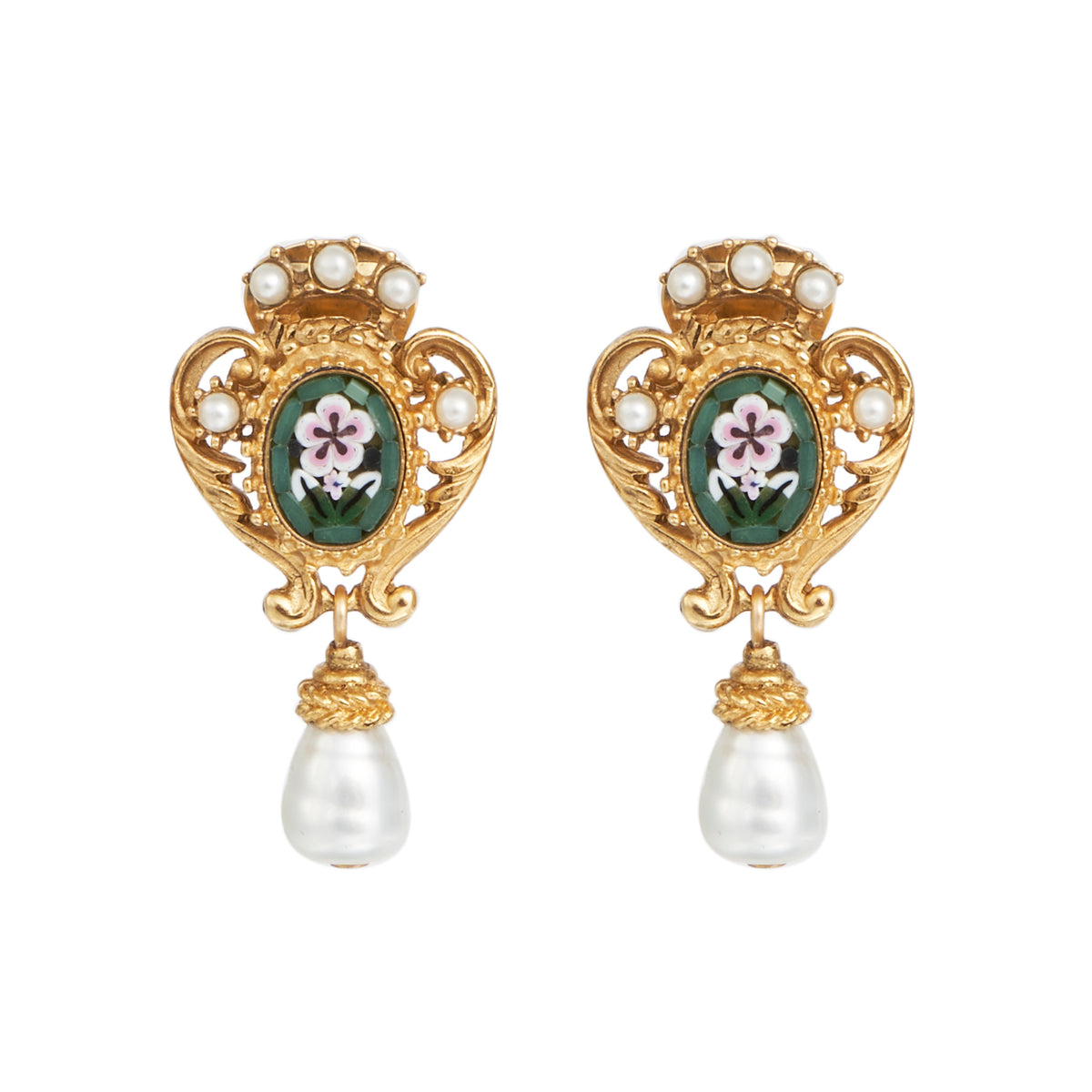 Lapa Mosaic Flower Pearl Drop Earrings Ben Amun Jewelry