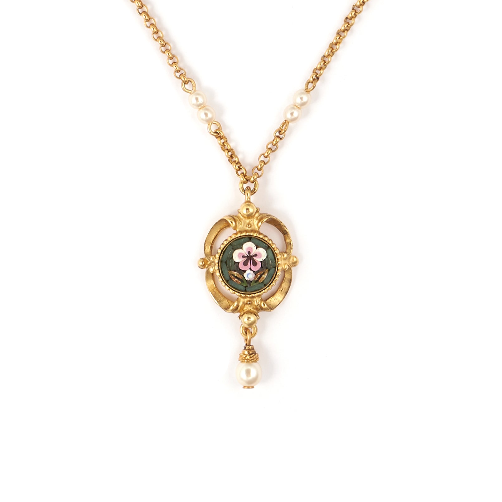 Mella Flower Necklace w/ Pearl Drop | Ben-Amun Jewelry