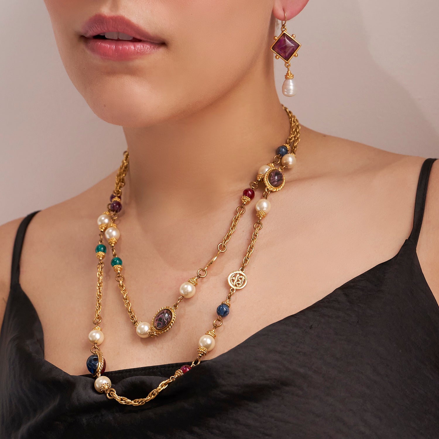 Arlo Long Gold Ball Toggle Layering Necklace | Ben-Amun